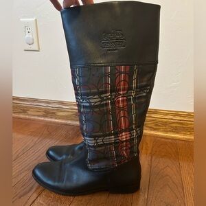 Coach Chrissi Tartan Plaid Knee-High Boots